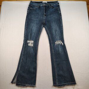 KanCan Flared Jeans Bailey High Rise Distressed Raw Hem Sz 15/31